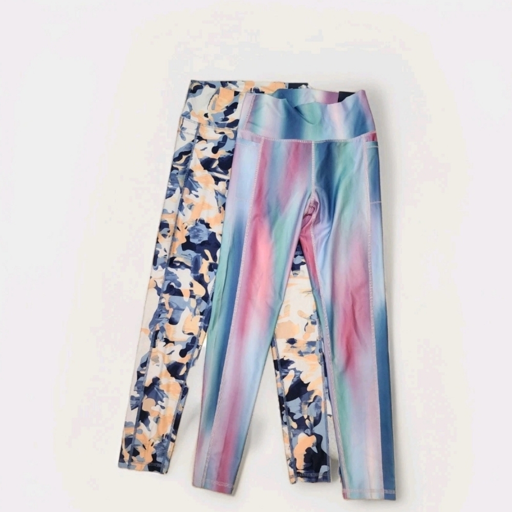 LOT OF 2 DSG GIRLS HIGH RISE Tight  Performance Yoga Pants XL 16 PURPLE PINK BLU